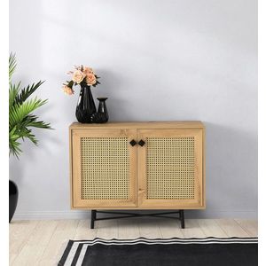 Dulap multifunctional, Hanah Home, Tarsus, 100x77x40 cm, Stejar / Negru imagine