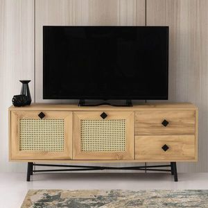 Comoda TV, Hanah Home, Hapsiyas 140, 140x60x40 cm, Stejar / Negru imagine