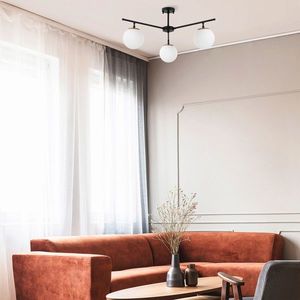 Lustra, Opviq, 942FLG1105, Negru / Auriu / Alb imagine