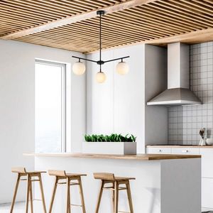 Lustra, Opviq, 942FLG1106, Negru / Auriu / Alb imagine