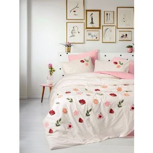 Lenjerie de pat dubla, L'essentiel Maison, Blossom, Bumbac Ranforce, Roz somon imagine