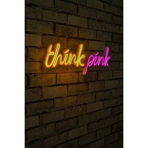 Decoratiune luminoasa LED, Think Pink, DC 12 V, Galben imagine