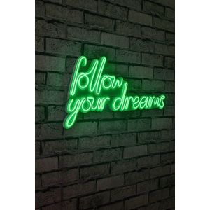 Decoratiune luminoasa LED, Follow Your Dreams, DC 12 V, Verde imagine