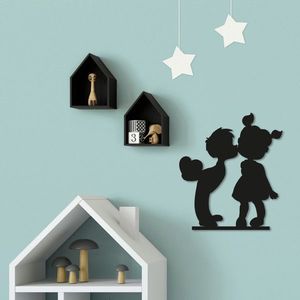 Decoratiune de perete, Children, Dimensiune: 45 x 50 cm, Negru imagine