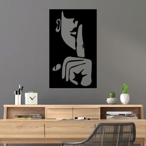 Decoratiune de perete, Shut Up, Dimensiune: 39 x 66 cm, Negru imagine