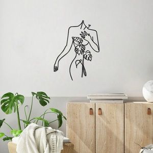 Decoratiune de perete, Flower Mountain, Dimensiune: 53 x 70 cm, Negru imagine