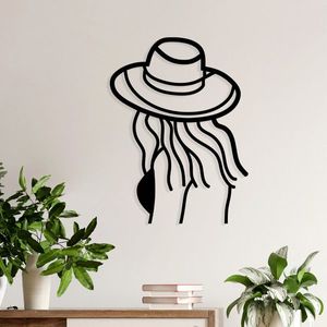 Decoratiune de perete, Woman On The Beach, Dimensiune: 47 x 63 cm, Negru imagine