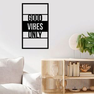 Decoratiune de perete, Good Vibes Only, Dimensiune: 40 x 1, 5 x 68 cm, Negru imagine