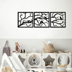 Decoratiune de perete, Tree 15, Dimensiune: 150 x 50 cm, Negru imagine