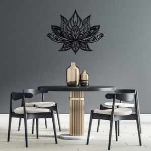 Decoratiune de perete, Lotus Flower, Dimensiune: 70 x 44 cm, Negru imagine