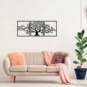 Decoratiune de perete, Tree 10, 49 x 60 cm, 3 piese, Negru imagine