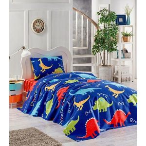 Set cuvertura pique Single, L'essentiel Maison, Dinazorus, Bumbac, Dark Blue / Red / Yellow / Green / White / Turquoise imagine