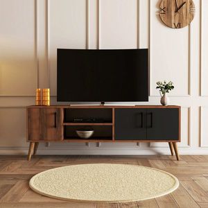 Comoda TV, Hanah Home, Exxen, 150x52x34 cm, Nuc / Antracit imagine