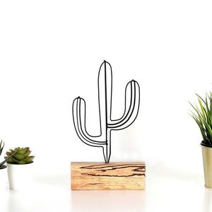 Decoratiune, Cactus Mini, 17x24x3.5 cm, Negru imagine