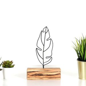 Decoratiune, Feather Mini, 17x30x3.5 cm, Negru imagine