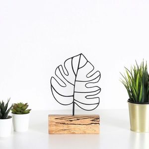 Decoratiune, Thin Leaf, 17x28x3.5 cm, Negru imagine