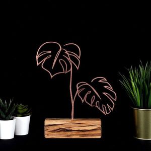 Decoratiune, Leafs, 17x30x3.5 cm, Bronz imagine