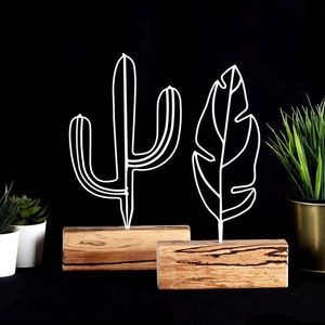 Set de obiecte decorative, Cactus Feather Mini Set, Alb imagine