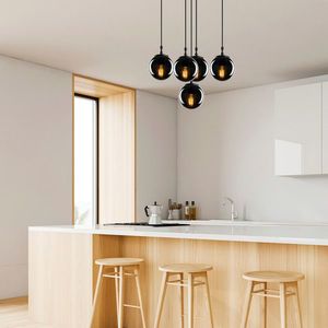 Lustra, Opviq, 584TTM1168, Negru / Fume imagine