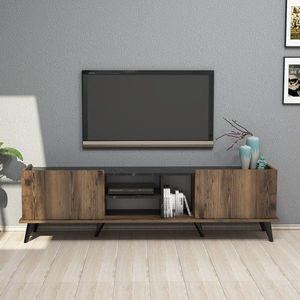 Comoda TV Elegante, Mezza, 180x34x52 cm, maro/negru imagine