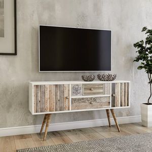 Comoda TV Odense, Kalune Design, 122x35x65 cm, alb/natural imagine