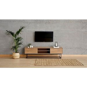 Comoda TV Laxus, Almaren, 180x40x50 cm, maro/negru imagine