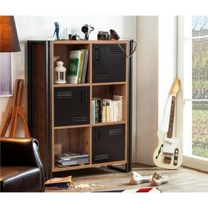 Biblioteca Cosmo Neva, Sapphire, 89x35x127 cm, natural/negru imagine