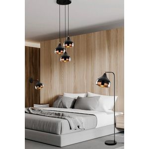 Set lustra, lampadar si aplica de perete, Yildo - Set4, Opviq, E27, 40W, negru/cupru imagine