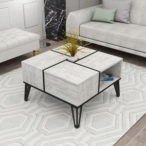 Masuta de cafea, Hanah Home, Nirvana, 71.8x43.8x71.8 cm, Alb/Negru imagine