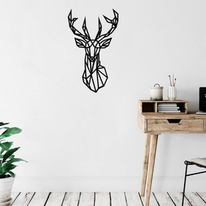 Decoratiune de perete, Geyik, Dimensiune: 39 x 65 cm, Negru imagine