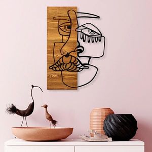 Decoratiune de perete, Alexix, Dimensiune: 34 x 3 x 50 cm, Negru / Nuc deschis imagine