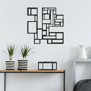 Decoratiune de perete, Sqaures, Dimensiune: 50 x 50 cm, Negru imagine