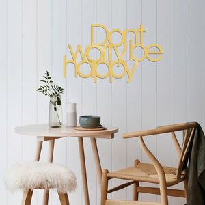 Decoratiune de perete, Dont Worry Be Happy, Dimensiune: 50 x 30 cm, Auriu imagine