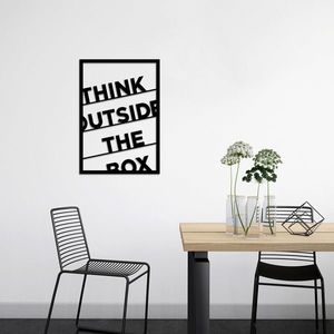 Decoratiune de perete, Think Outside The Box, 50 x 70 cm, Negru imagine