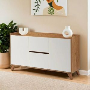 Consola, Hanah Home, Tuval 079, 139.8x78.1x40 cm, Stejar / Alb imagine