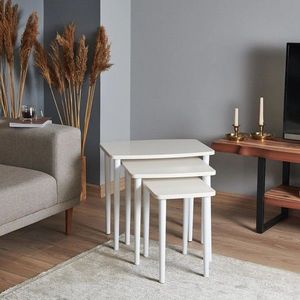 Set masute 3 piese, Hanah Home, Tuval 061, Crem imagine