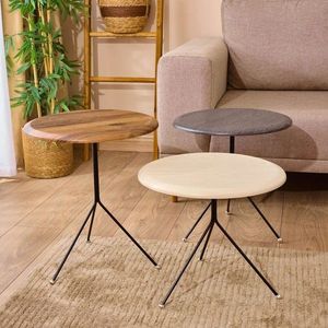 Set masute 3 piese, Hanah Home, Tuval 071, Maro / Antracit / Crem imagine