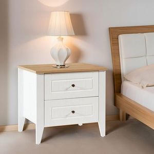 Noptiera, Hanah Home, Tuval 064, 60x54.4x44 cm, Alb / Stejar imagine