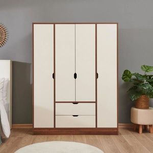 Dulap pentru haine, Hanah Home, Tuval 062, 140x182x50 cm, Nuc / Piatră Lunii imagine