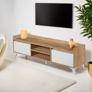 Comoda TV, Hanah Home, Tuval 045, 160x47x34 cm, Stejar / Alb imagine