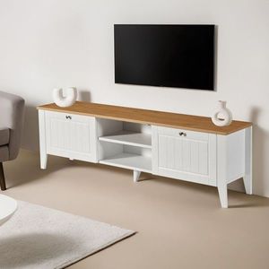 Comoda TV, Hanah Home, Tuval 081, 160x47x33 cm, Alb / Stejar imagine