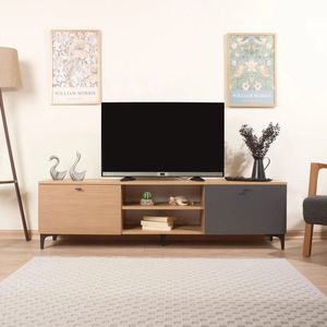 Comoda TV, Hanah Home, Tuval 073, 180x50x38 cm, Stejar / Antracit imagine