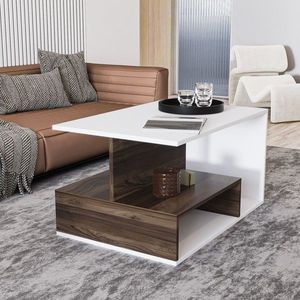 Masuta de cafea, Hanah Home, Vera S004, 90x48.6x60 cm, Alb/Maro imagine