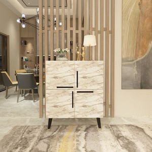 Consola, Hanah Home, Makro, 70x90x35 cm, Marmură Efes / Negru imagine