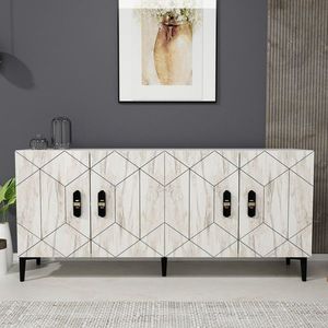 Consola, Hanah Home, Cross KB150, 150x75x35 cm, Marmură albă / Efes imagine