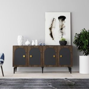 Consola, Hanah Home, Owen, 150x79x40 cm, Antracit / Aur imagine