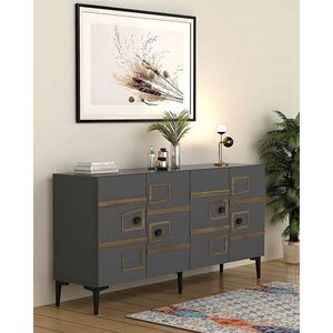 Consola, Hanah Home, Esta KB150, 150x75x35 cm, Antracit / Nuc imagine