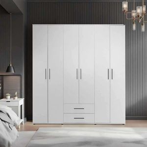 Dulap pentru haine, Hanah Home, White, 213x206x52 cm, Alb imagine