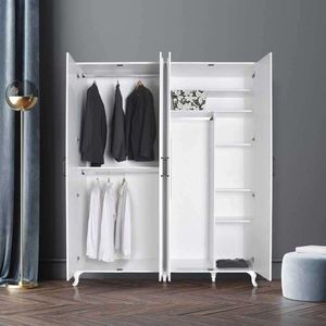 Dulap pentru haine, Hanah Home, Grd-1040-Dd-3, 180x224x62 cm, Alb imagine