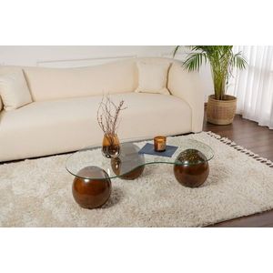 Masuta de cafea, Hanah Home, Sphere, 120x30x70 cm, Nuc / Transparent imagine